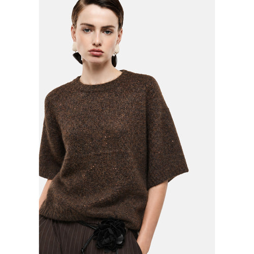 IMPERIAL - Pull Maille Bouclée Col Rond Manche 3/4