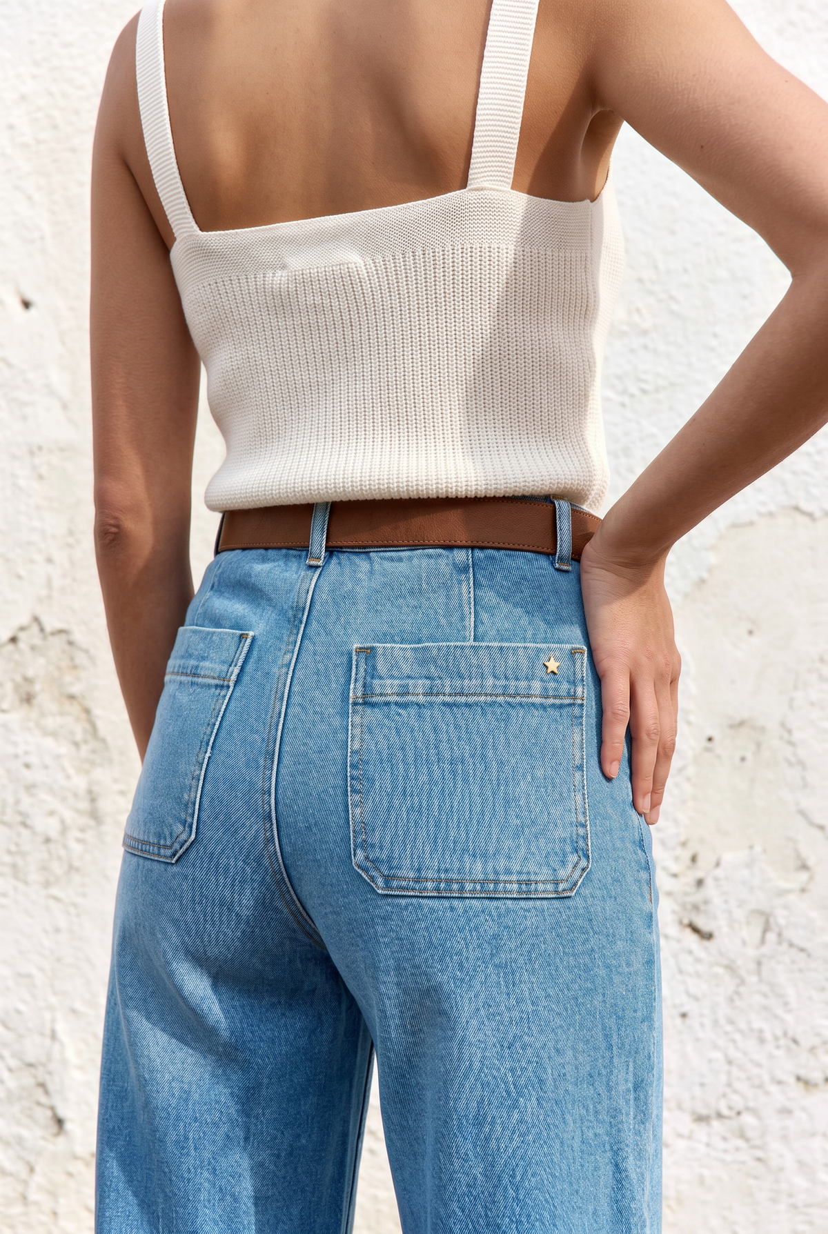 LA PETITE ÉTOILE – Jean Femme Atlanty Large Taille haute Stone