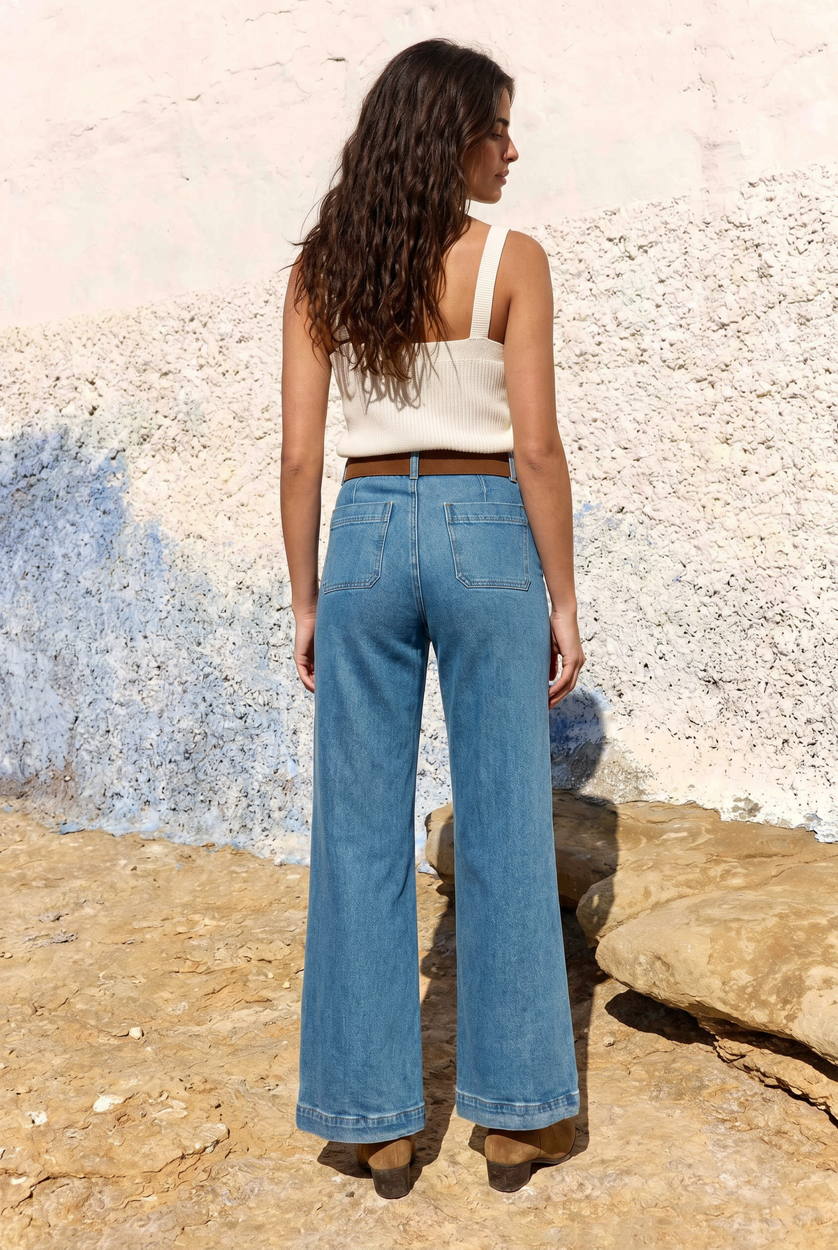 LA PETITE ÉTOILE – Jean Femme Atlanty Large Taille haute Stone