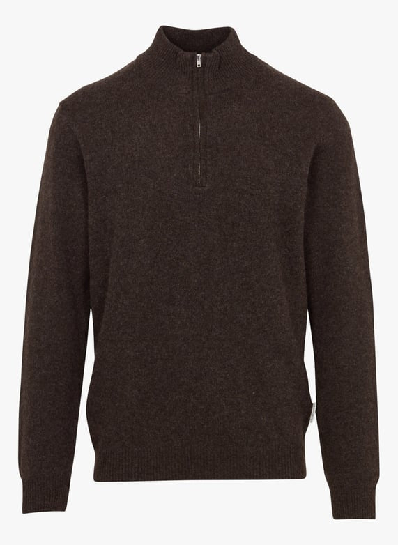 CASUAL FRIDAY – Pull Homme CFKarl Marron à Col Montant Zippé