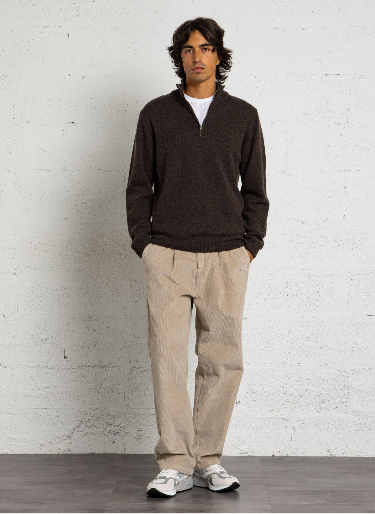 CASUAL FRIDAY – Pull Homme CFKarl Marron à Col Montant Zippé
