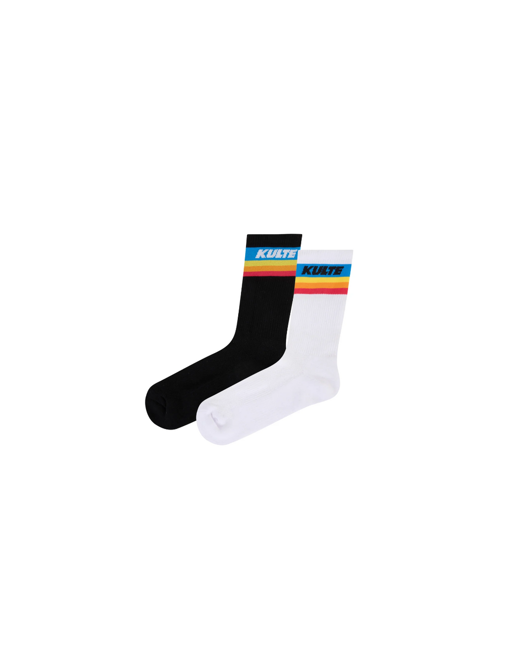 KULTE - Chaussettes Raimbow Noir Blanc Pack X2